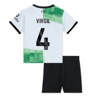 Echipament fotbal Liverpool Virgil van Dijk #4 Tricou Deplasare 2023-24 pentru copii maneca scurta (+ Pantaloni scurti)